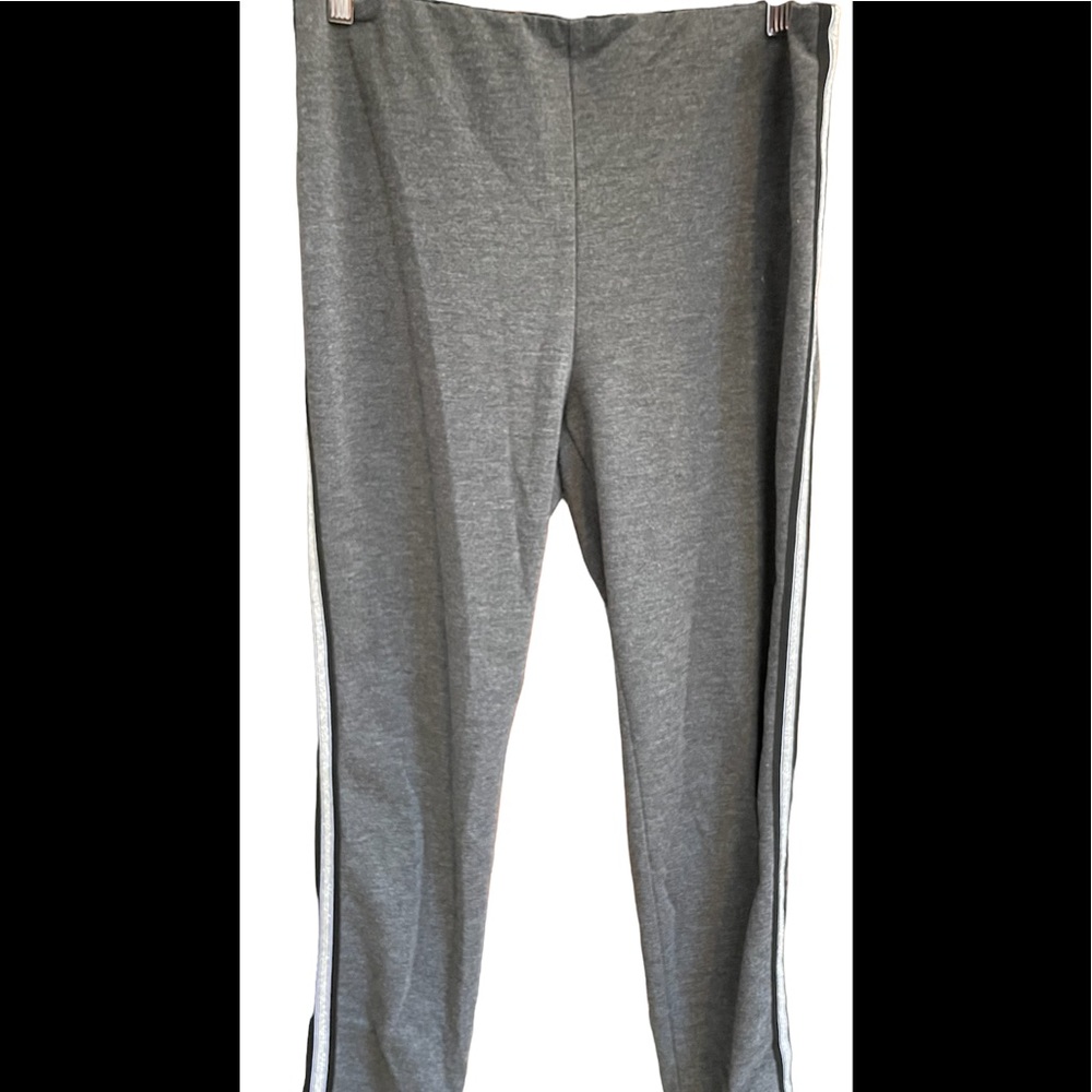 Grey pants with silver stripe